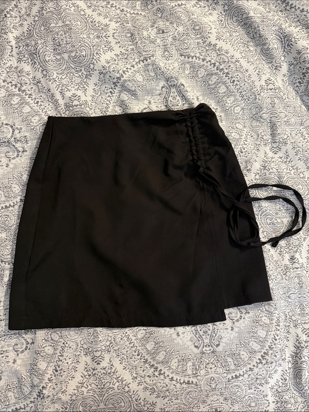 Black Wrap Skirt with Side Tie - Medium